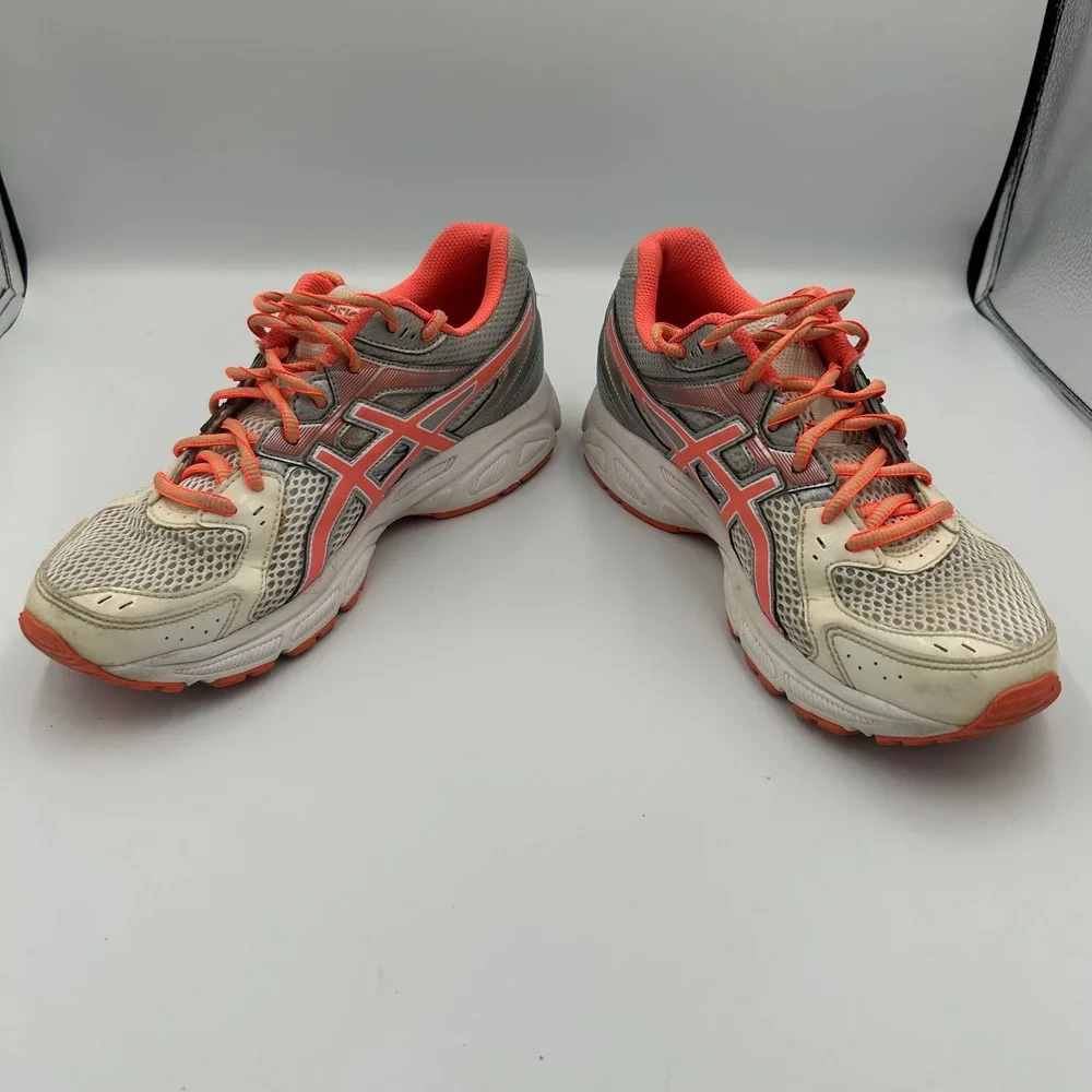 ASICS Gel-Contend 2 Running Shoes Womens 9 Grey White Coral T474N Sneakers